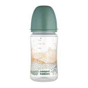 Canpol babies Antikoliková fľaša EasyStart MOUNTAINS 240ml zelená