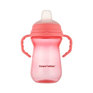 Canpol babies Hrnček so silikónovým náustkom FirstCup 250ml ružový